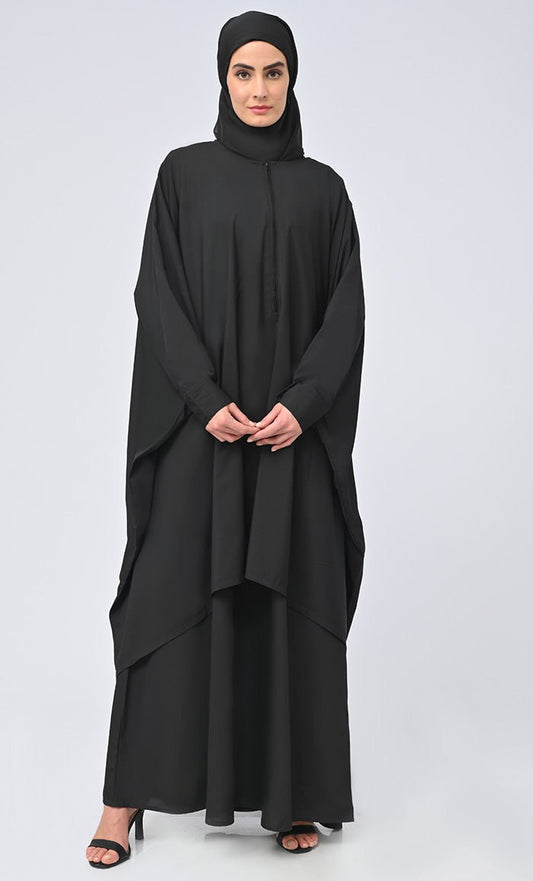 Crepe wrapover lined Abaya With string hijab included