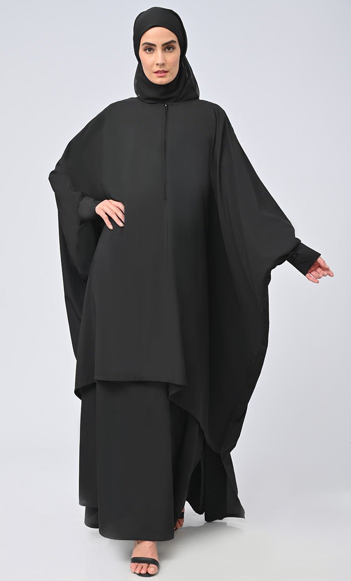 Crepe wrapover lined Abaya With string hijab included