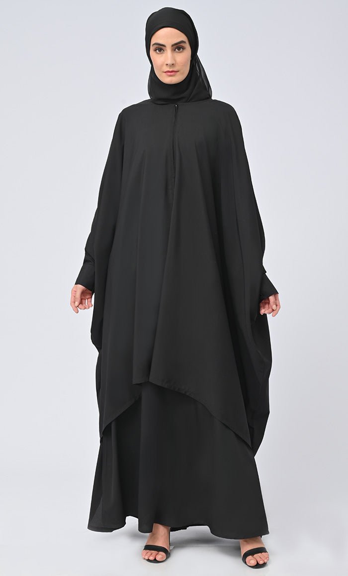 Crepe wrapover lined Abaya With string hijab included