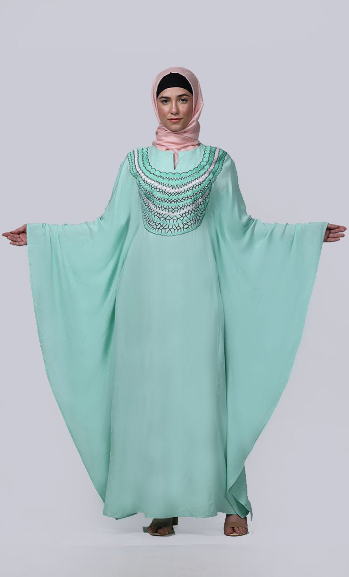 Women's Pretty Embroidered Work Detailing Kaftan Style Abaya